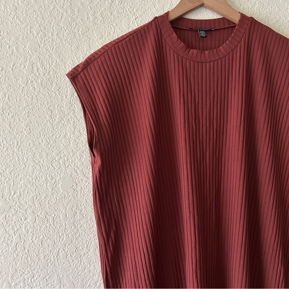 Eileen Fisher Ribbed crewneck dress - Brick Red —Size L